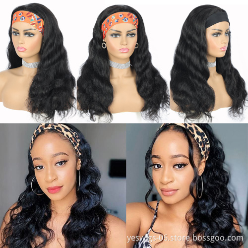Cheap Wholesale Brazilian Human Hair Glueless Headband Wig Human Hair Body Wave Full Machine Made Non Lace Wigs For Black Women